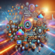 An abstract image representing AI and digital marketing, featuring a blend of technology icons, data analytics visuals, and network connections in a modern design.